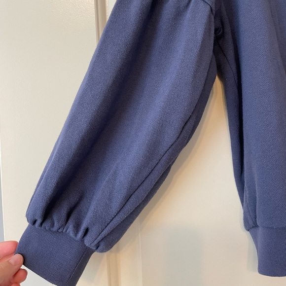 Aerie dark blue crew neck sweatshirt with puff sleeves size medium - Picture 2 of 4
